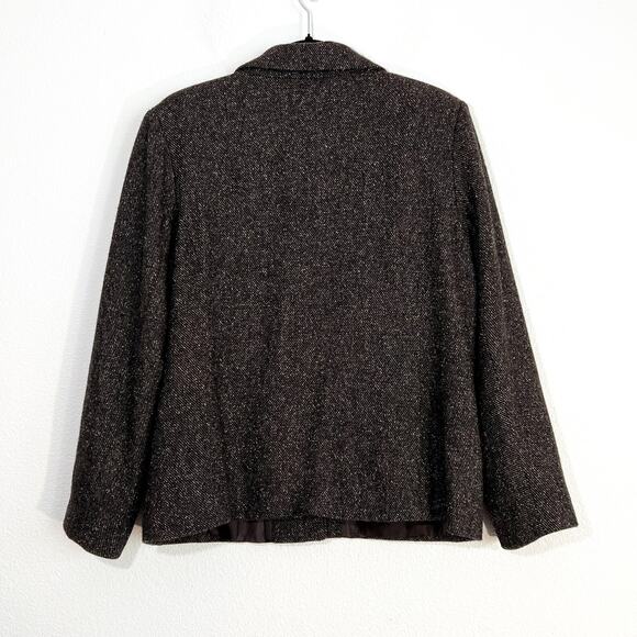 Vintage Appleseeds Wool Tweed Blazer Womens 14 Chocolate Brown Work Office - Picture 4 of 6